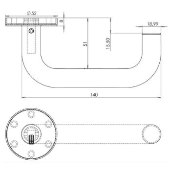 Nero Orbit Lever on Rose in Matt Black - JMB13_TECH DWG