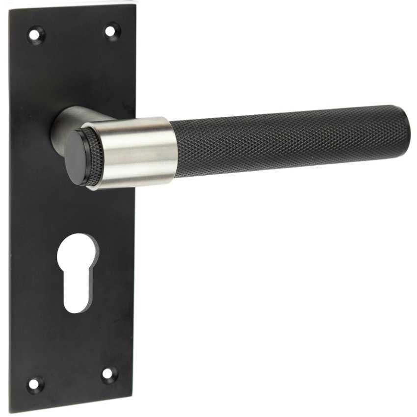 Nero T-Bar Lever EURO Lock Handle on Backplate in Matt Black - JMB103 