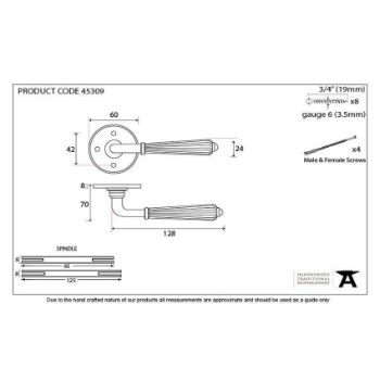 Hinton Lever on Rose in Aged Brass - 45309_TECH DWG