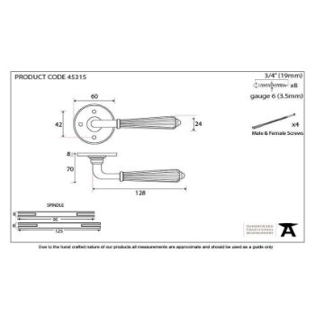 Hinton Lever on Rose in Polished Chrome - 45315_TECH DWG