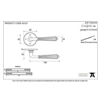 Hinton Lever on Rose in Aged Bronze - 45327_TECH DWG