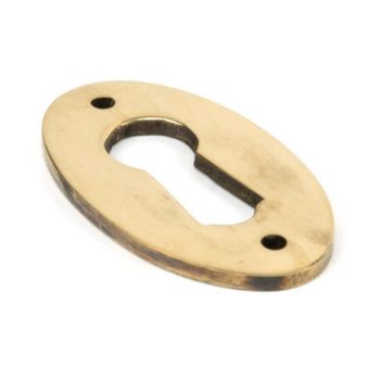 Period Oval Escutcheon in Aged Brass - 83818