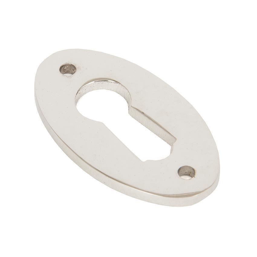 Period Oval Escutcheon in Polished Nickel - 83810