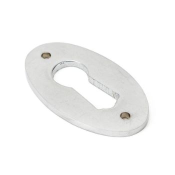 Period Oval Escutcheon in Satin Chrome - 91985