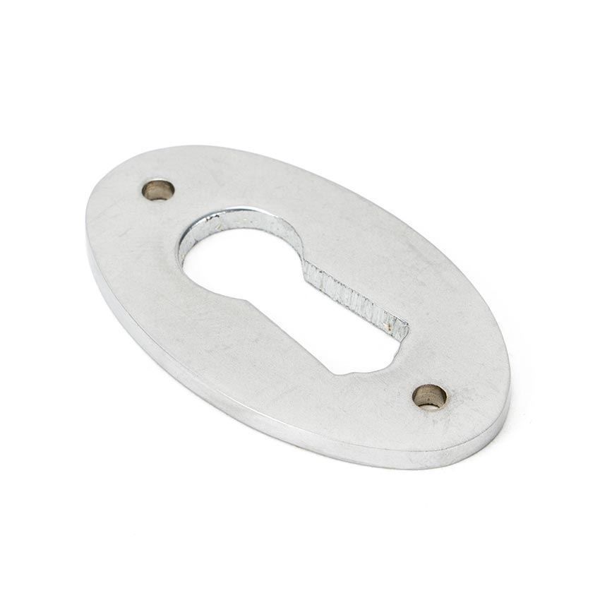 Period Oval Escutcheon in Satin Chrome - 91985