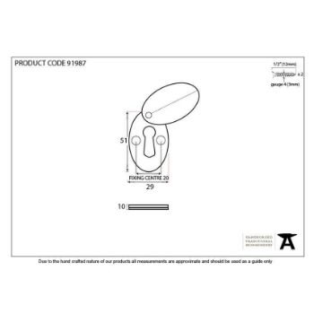 Period Oval Escutcheon and Cover in Polished Brass - 91987_TECH DWG