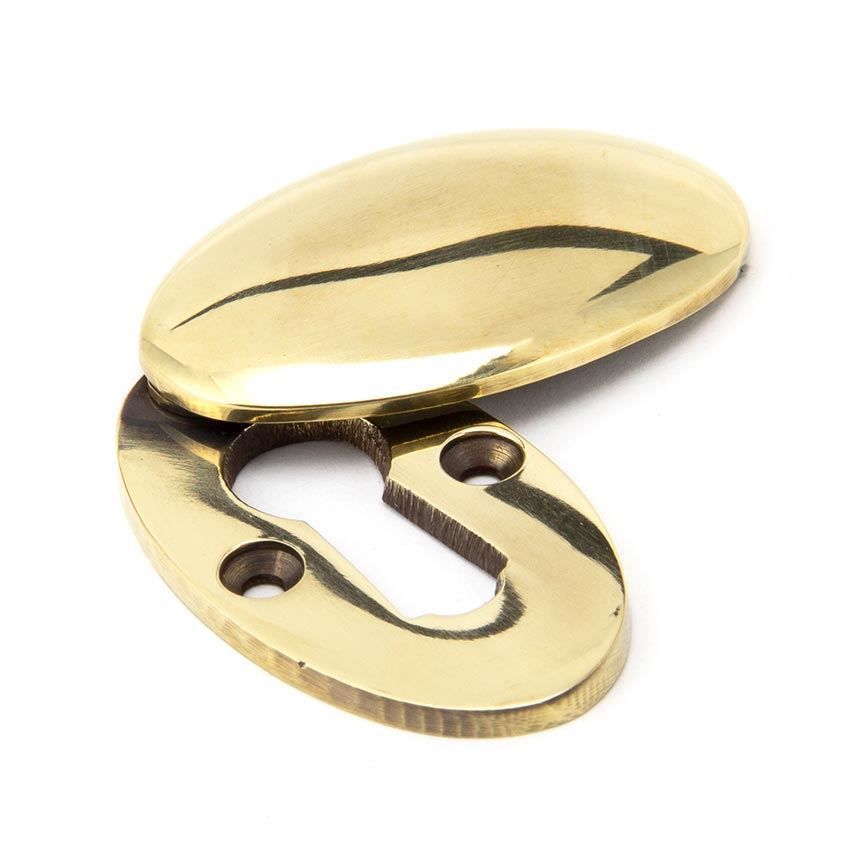 Period Oval Escutcheon and Cover in Aged Brass - 91988