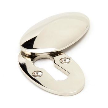 Period Oval Escutcheon and Cover in Polished Nickel - 91989