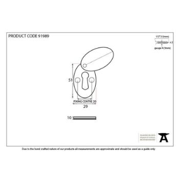 Period Oval Escutcheon and Cover in Polished Nickel - 91989_TECH DWG