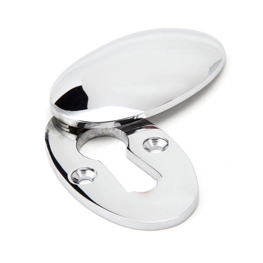 Period Oval Escutcheon and Cover in Polished Chrome - 91990 