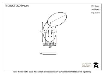 Period Oval Escutcheon and Cover in Satin Chrome - 91993_TECH DWG