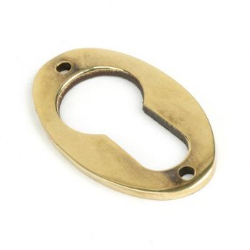 Period Oval EURO Escutcheon in Aged Brass - 83819