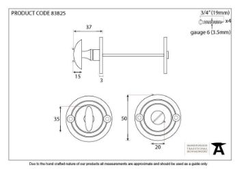 Round Bathroom Thumb turn in Polished Brass - 83825_TECH DWG