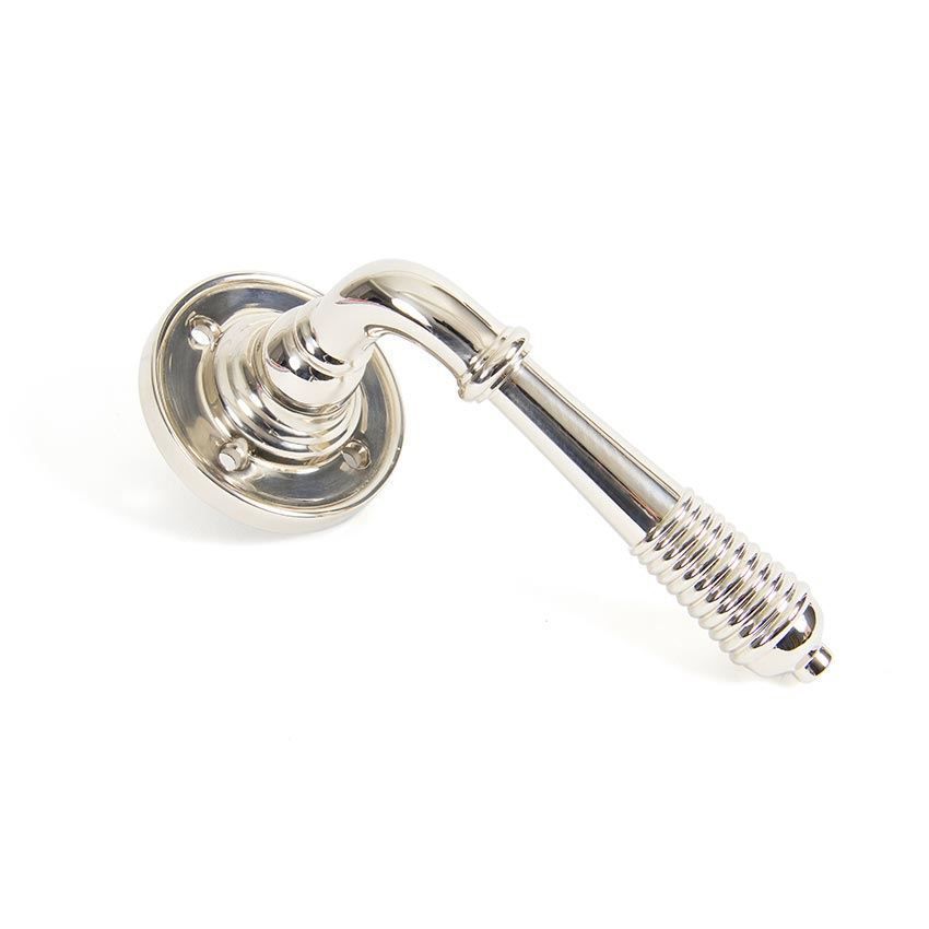 Reeded Lever on Rose in Polished Nickel - 33086
