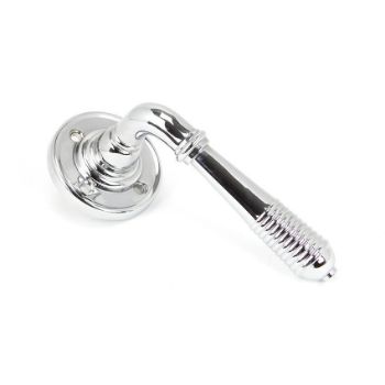 Reeded Lever on Rose in Polished Chrome - 90007 