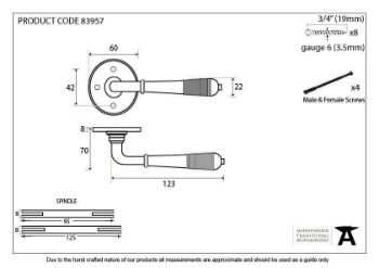 Reeded Lever on Rose in Aged Bronze - 83957_TECH DWG