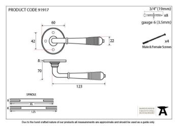 Reeded Lever on Rose in Polished Bronze - 91917_TECH DWG