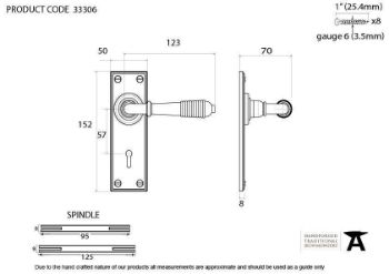 Reeded Lock Handle in Polished Chrome - 33306_TECH DWG
