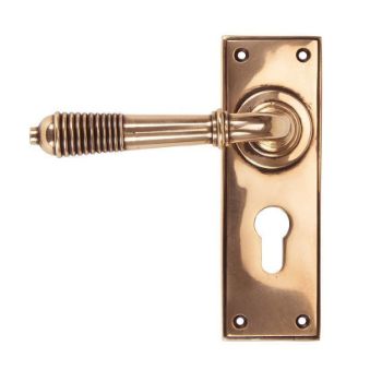 Reeded EURO Lock Handle in Polished Bronze - 91916