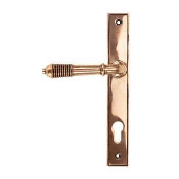 Reeded Slimline Sprung Lever Espag Lock Set in Polished Bronze - 91912