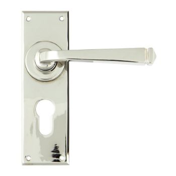Period Avon EURO Lock Handle in Polished Nickel - 90372
