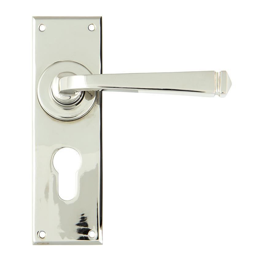 Period Avon EURO Lock Handle in Polished Nickel - 90372