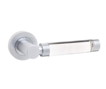 Jedo Milo Glass Handle on a Rose- Satin Chrome- JH5314