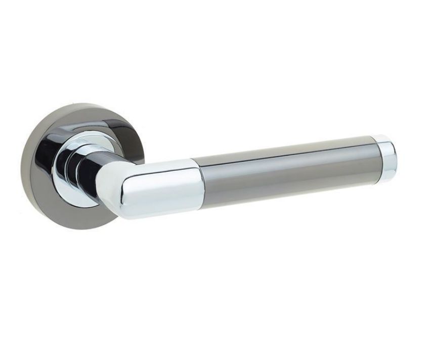 Jedo Mitred Door Handle- Polished Chrome/Black Nickel- JV435PCBN