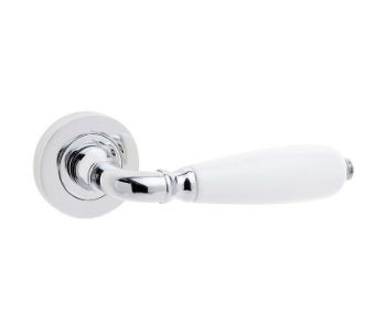 Jedo Oxford White China Door Handle- Polished Chrome- JC6002PC