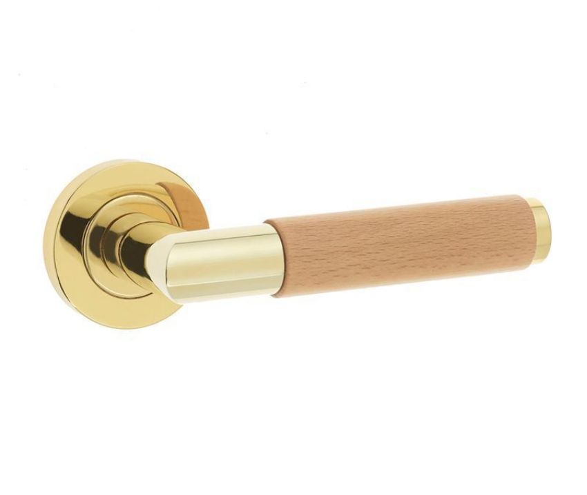 Reguitti Havanna Wooden Handle on a Rose- Polished Brass- JV455PB