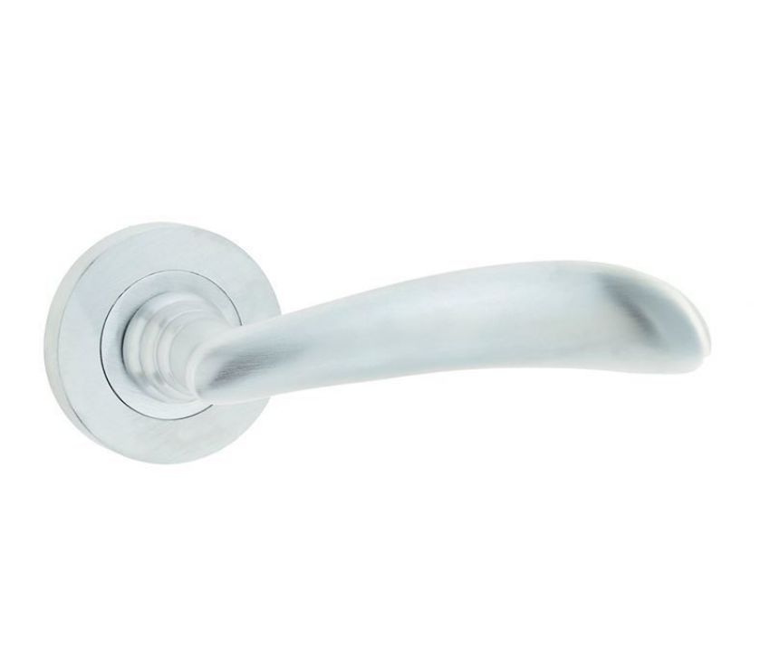 Reguitti Stylo Door Handle on a Rose- Satin Chrome- JV450SC