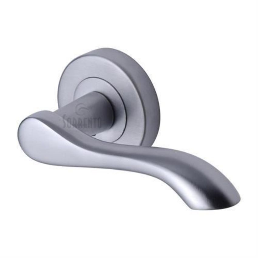 Sorrento Door Handle Lever on Round Rose Aurora Design Satin Chrome finish - SC-7352-SC