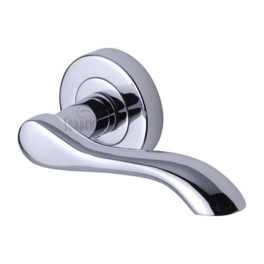 Sorrento Door Handle Lever on Round Rose Aurora Design Polished Chrome finish - SC-7352-PC