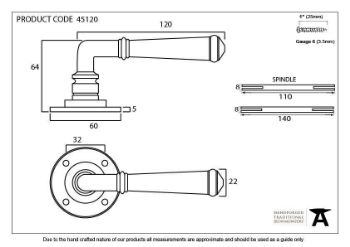 Regency Lever on Rose in Pewter - 45120_TECH DWG