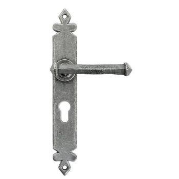 Tudor EURO Lock Handle in Pewter - 92063  Tudor EURO Lock Handle in Pewter - 92063