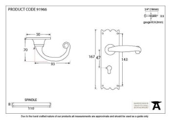 Cottage EURO Lock Handle - 91966_TECH DWG