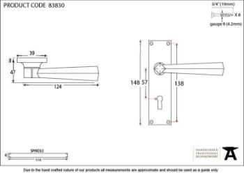 Straight Lever Lock Handle in Polished Chrome - 83830_TECH DWG