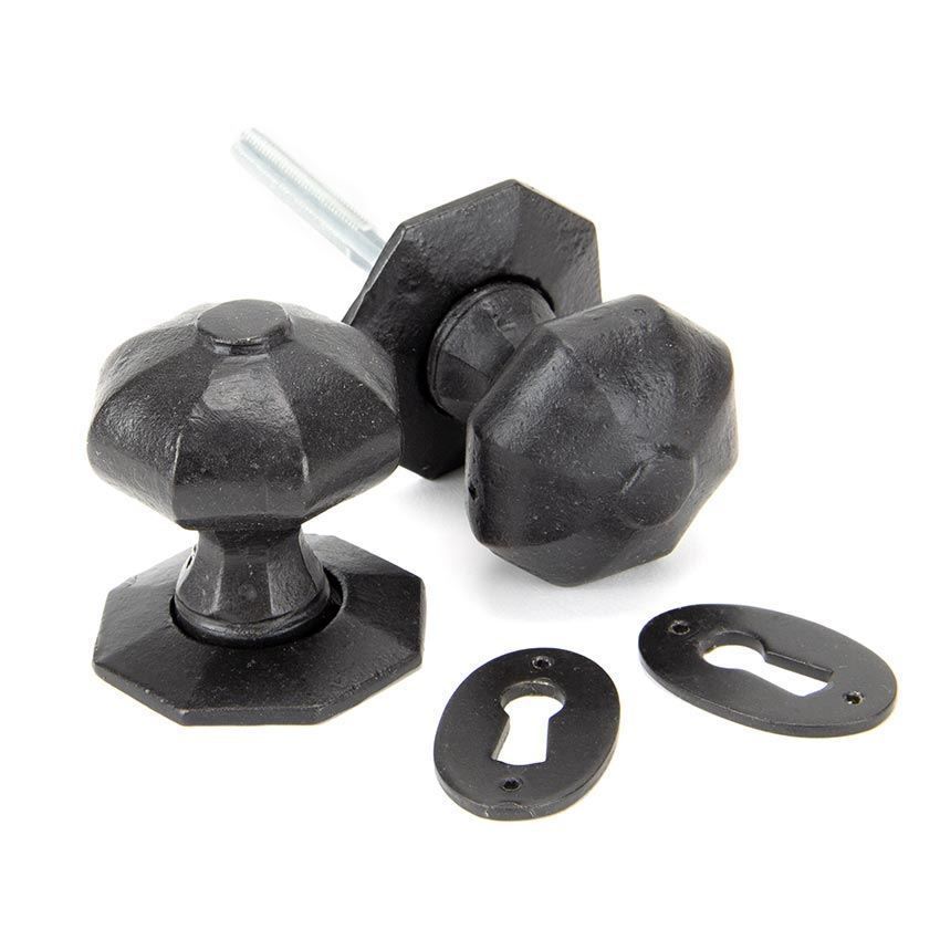 Octagonal Oval Mortice/Rim Door Knob Set in Beeswax for External Use - 92064