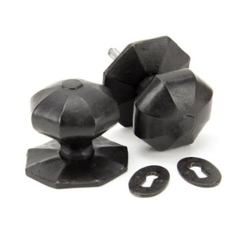 Large Octagonal Oval Mortice/Rim Door Knob Set in Beeswax for External Use - 91499