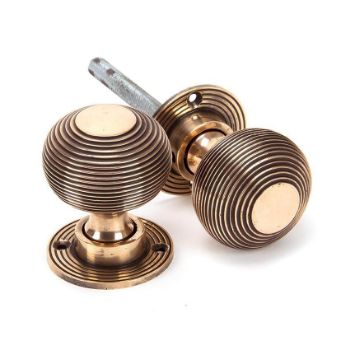 Heavy Beehive Mortice/Rim Door Knobs in Polished Bronze - 91926