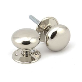 Large Mushroom Mortice/Rim Door Knob Set in Polished Nickel - 91530