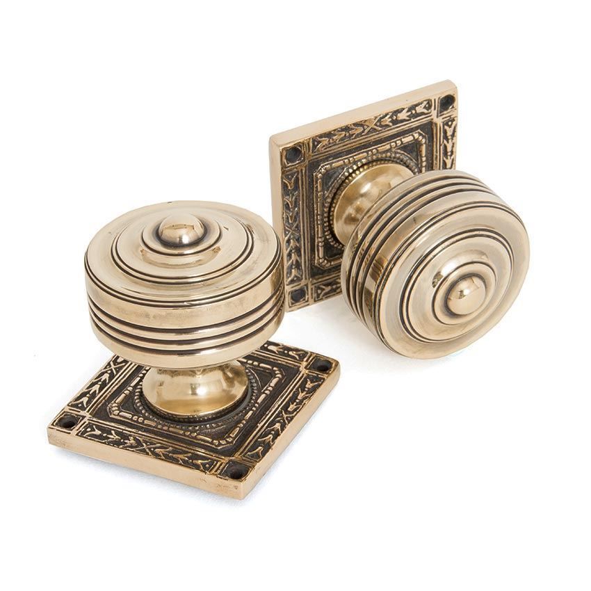 Tewkesbury Square Mortice Knob Set in Aged Brass - 83860