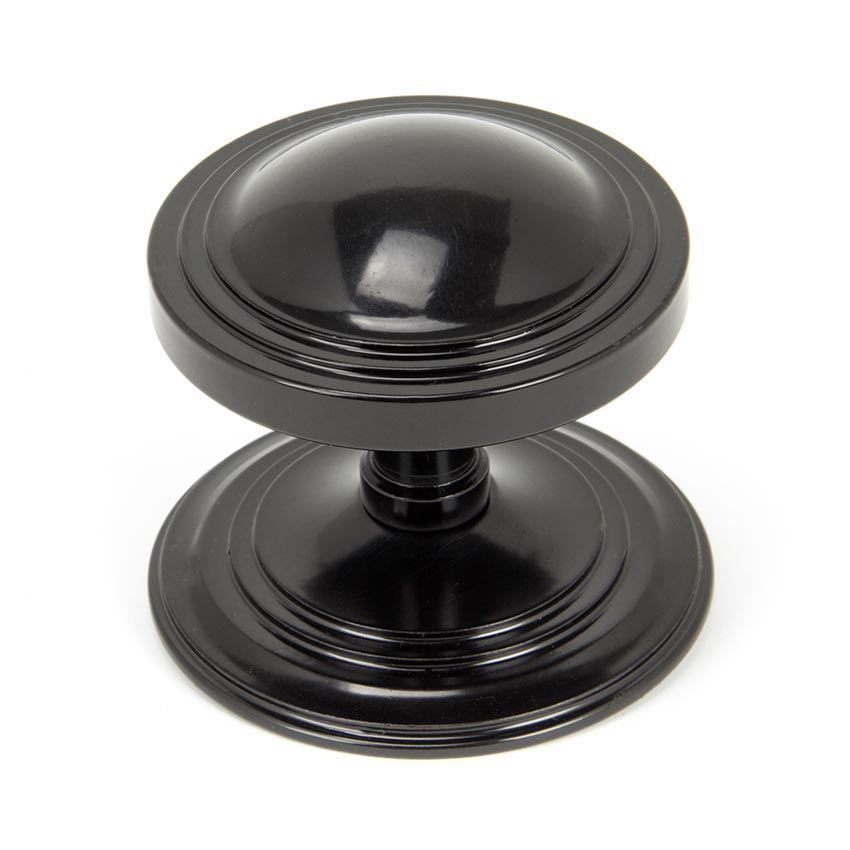 Blacksmith Art Deco Centre Door Knob in Black Finish - 90070