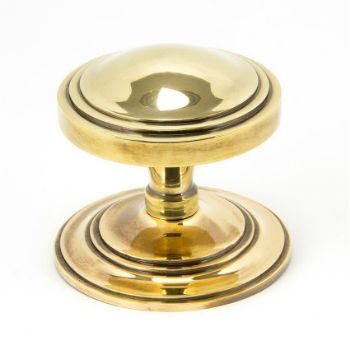 Period Art Deco Centre Door Knob in Aged Brass - 90071