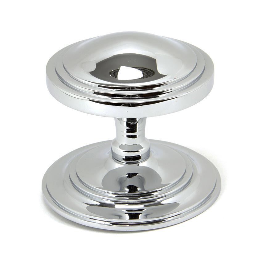 Period Art Deco Centre Door Knob in Polished Chrome - 90073