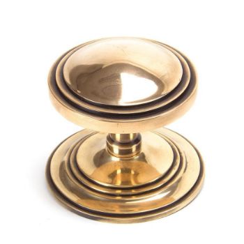 Period Art Deco Centre Door Knob in Polished Bronze - 91946