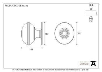 Prestbury Centre Door Knob in Polished Nickel - 90276_TECH DWG