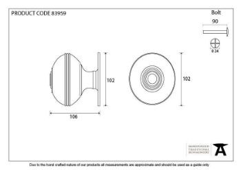 Prestbury Centre Door Knob in Aged Bronze - 83959_TECH DWG