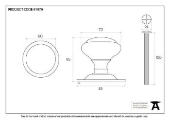 Satin Chrome Centre Door Knob - 91979_TECH DWG 