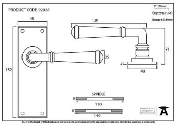 Regency Latch Handle in Black finish - 92058_TECH DWG